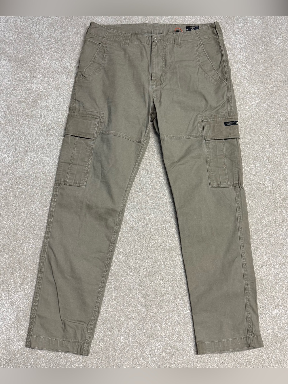 NEW Superdry Cargo Trouser Pants Mens 34x32 Tan Brown Work Casual Utility Cotton